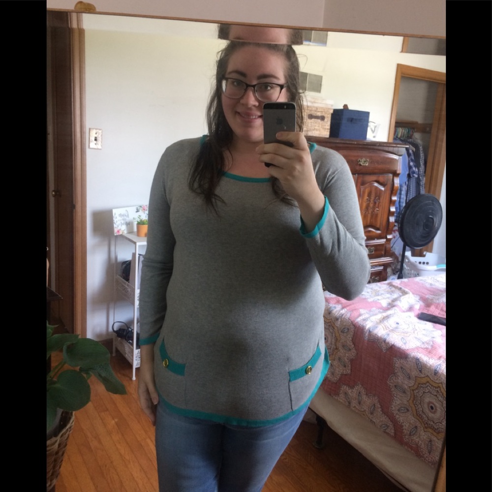 Grey and Aqua Sweater Plus size